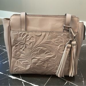 NWT Patricia Nash Leather Rosedale Tote in Stone, Genuine Leather, Quiet Luxury